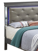 Bed With LED Light Accents Headboard