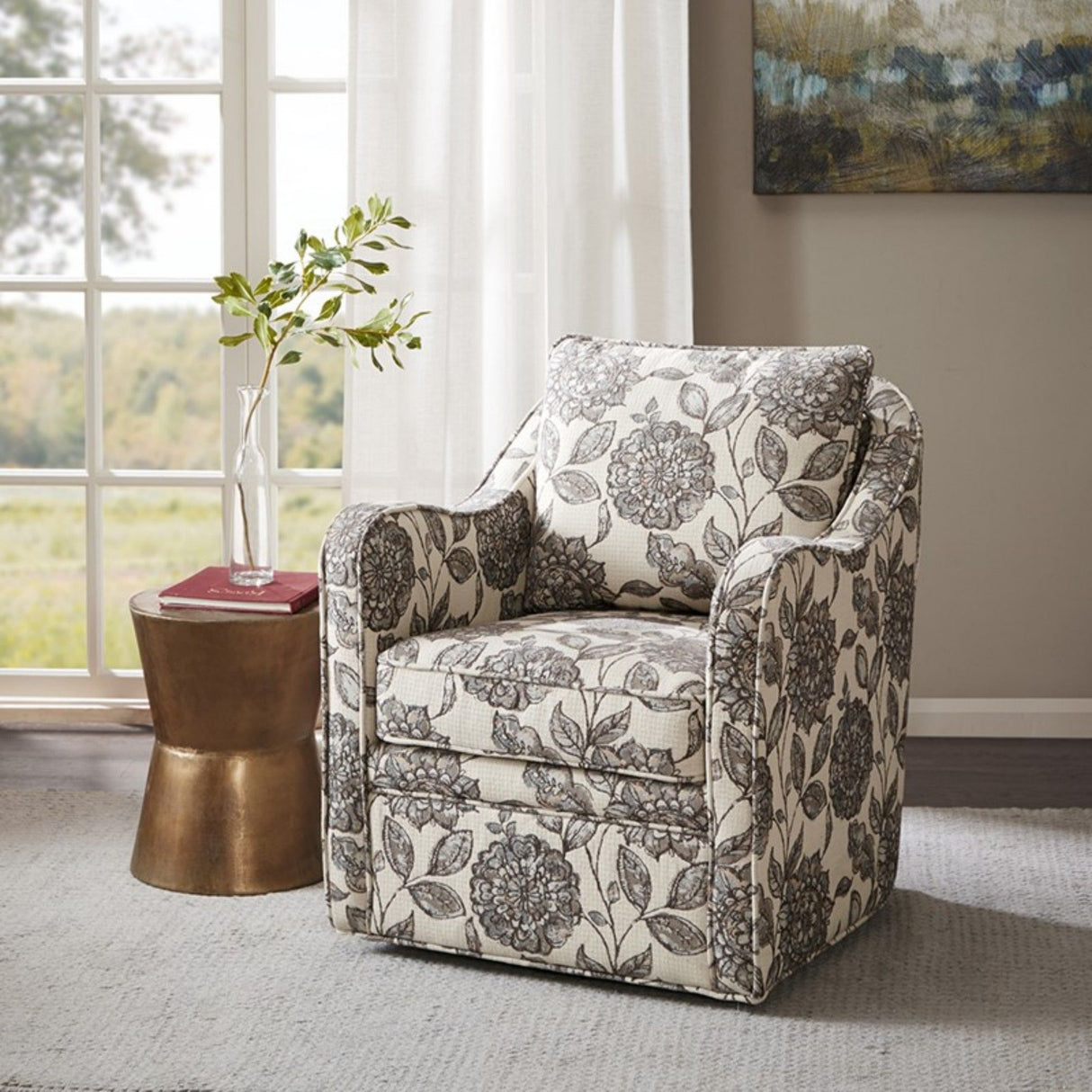 Wide Seat Arm Chair With 360 Degree Rotation