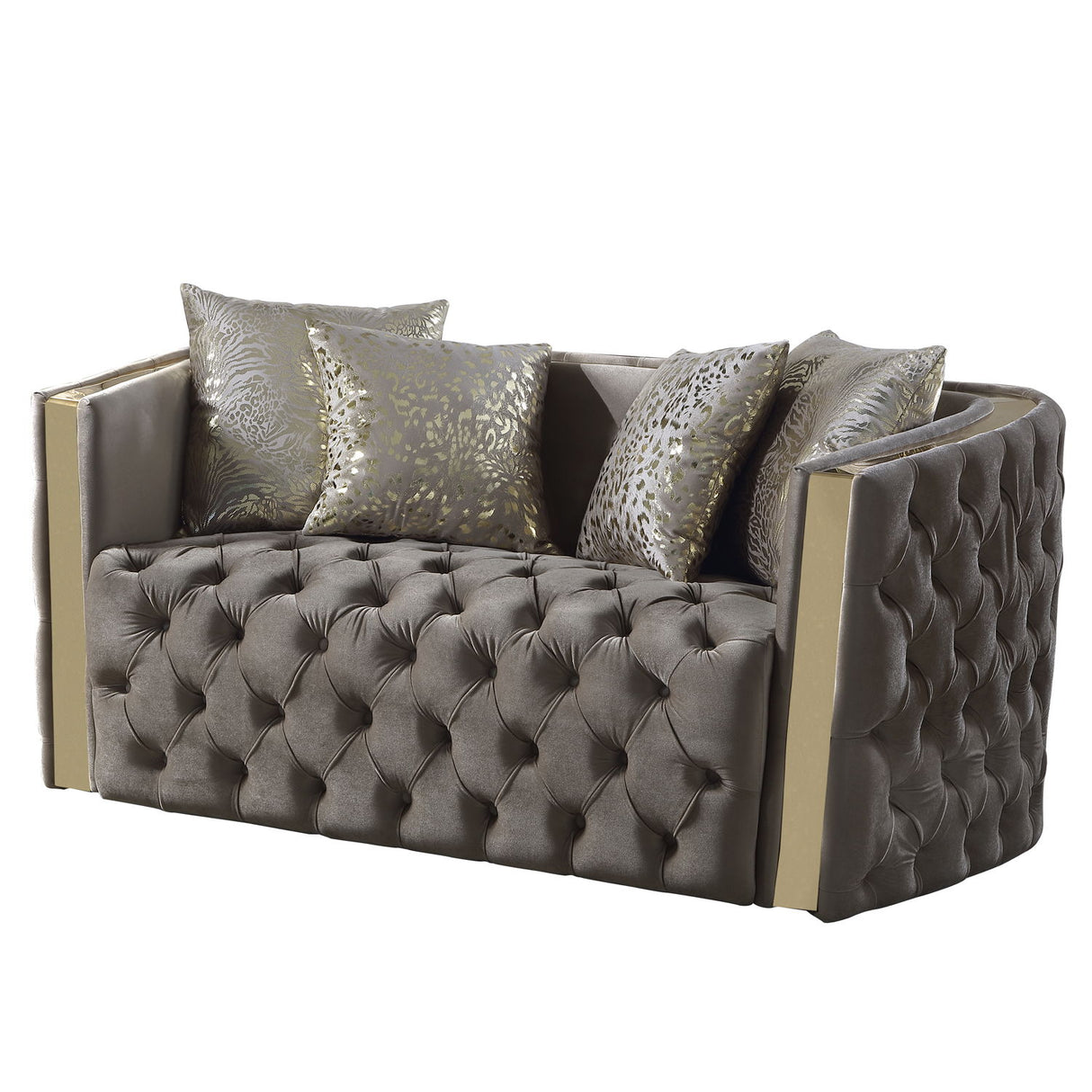 Naomi - Button Tufted Loveseat - Taupe