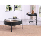 Rafael - 2 Piece Coffee Table Set With Sliding Storage - Tan / Black