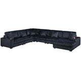 6 Piece Modular Sectional Sofa Set Upholstered Living Room Plush Couch With Cup Holders And USB Port - Black