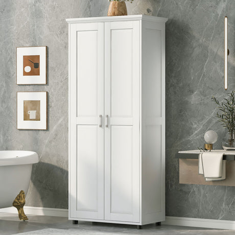 Storage Cabinet With Adjustable Shelves, 2 Doors, Rectangle Design For Bathroom