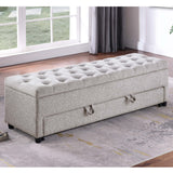 Storage Ottoman With Tufted Seat And Underseat Drawer