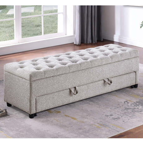 Storage Ottoman With Tufted Seat And Underseat Drawer