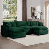 Modern Modular Cushion Sofa With Ottoman, Low Back, Deep Seating Sofa Set
