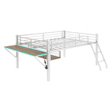 Loft Bed With Built In Desk, LED Light Strip