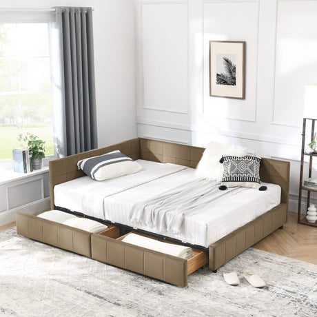 Storage Upholstered Tufted Bed Frame With Backrest And Armrests