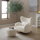 Wingback Armchair & Ottoman Combo For Living Room - White