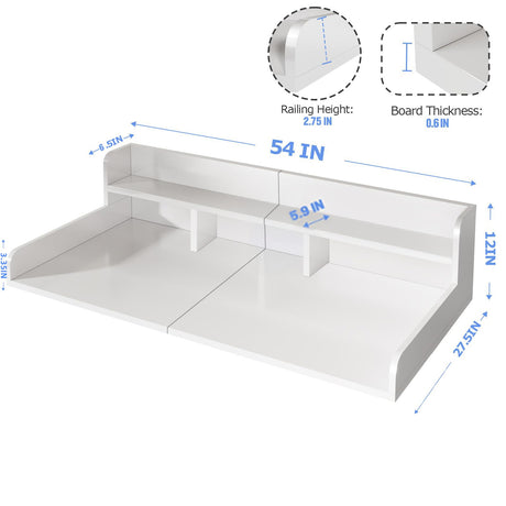 Washer Dryer Countertop Organizer, Double Layer Wooden Laundry Shelf Topper With Edge For Storage - White