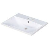 Bathroom Vanity Top, Rectangular Undermount Sink With 3 Faucet Holes, 4" Centerset Compatible - White
