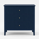Fluted 3 Drawer Nightstand With Soft Close Slides