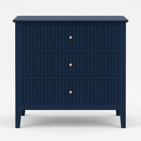 Fluted 3 Drawer Nightstand With Soft Close Slides