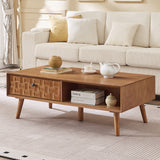Coffee Table With Hidden Drawer And Open Shelf