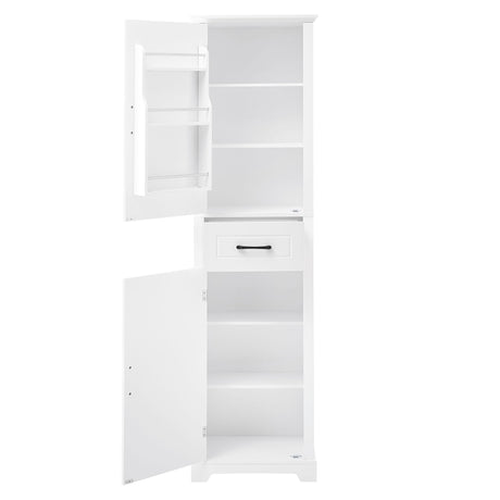 Tall Freestanding Bathroom Storage Cabinet With 2 Doors And Adjustable Shelves