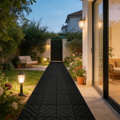 Interlocking Decking Tiles, Waterproof Outdoor Indoor Flooring (Set of 44) - Dark Gray