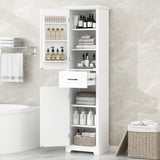 Tall Freestanding Bathroom Storage Cabinet With 2 Doors And Adjustable Shelves