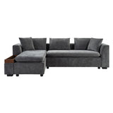 Modern L Shaped Sectional Sofa With Upholstery And Wooden Storage