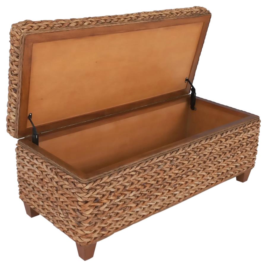 Laughton Hand-Woven Banana Leaf Storage Bench Amber - 500215