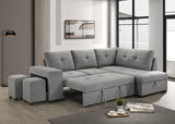 Roanne Fabric Upholstered Sleeper Sectional Sofa Grey - 500347