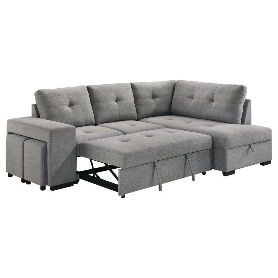 Roanne Fabric Upholstered Sleeper Sectional Sofa Grey - 500347