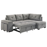 Roanne Fabric Upholstered Sleeper Sectional Sofa Grey - 500347
