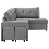 Roanne Fabric Upholstered Sleeper Sectional Sofa Grey - 500347