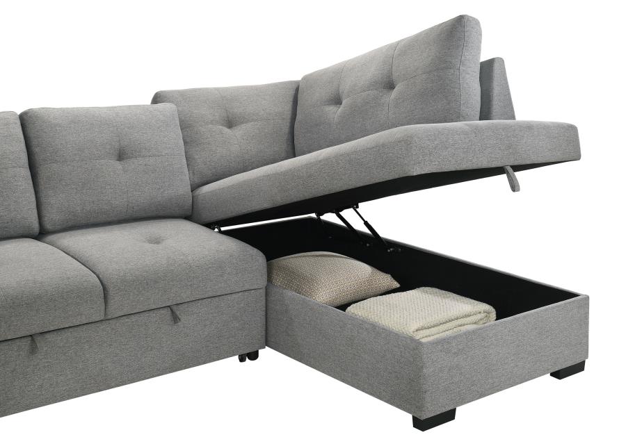 Roanne Fabric Upholstered Sleeper Sectional Sofa Grey - 500347