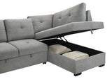 Roanne Fabric Upholstered Sleeper Sectional Sofa Grey - 500347