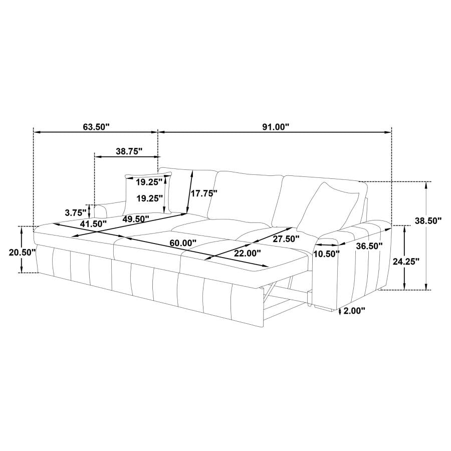 Pastrana Upholstered Sleeper Sectional Sofa LAF Chaise Grey - 500349