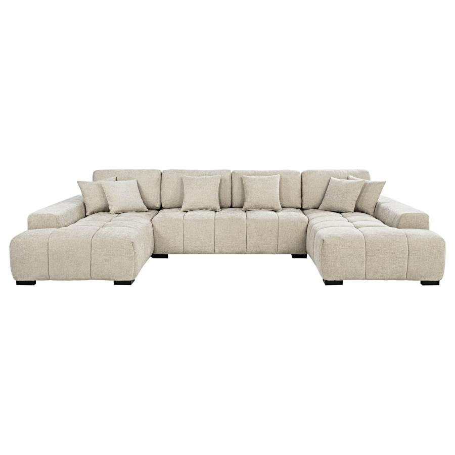 Cannella U-Shaped Double Chaise Upholstered Sectional Sofa Beige - 500350