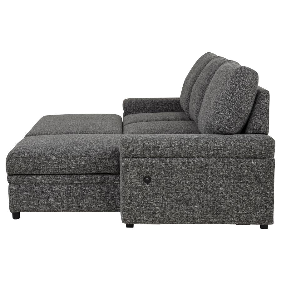 Demko Sleeper Sectional Sofa with Speaker and Storage Chaise Granite - 500355
