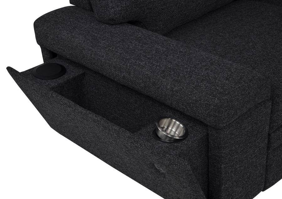 Demko Sleeper Sectional Sofa with Speaker and Storage Chaise Black - 500357