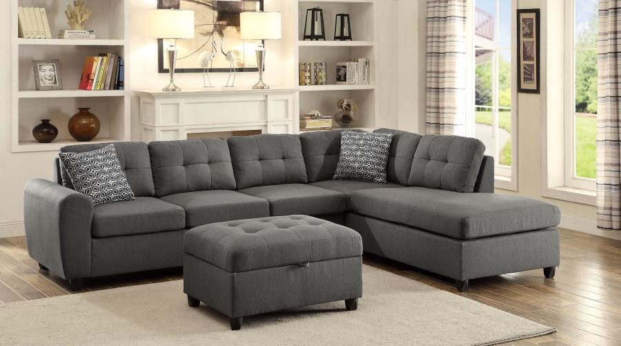 Stonenesse Upholstered Sectional Chaise Sofa Grey - 500413