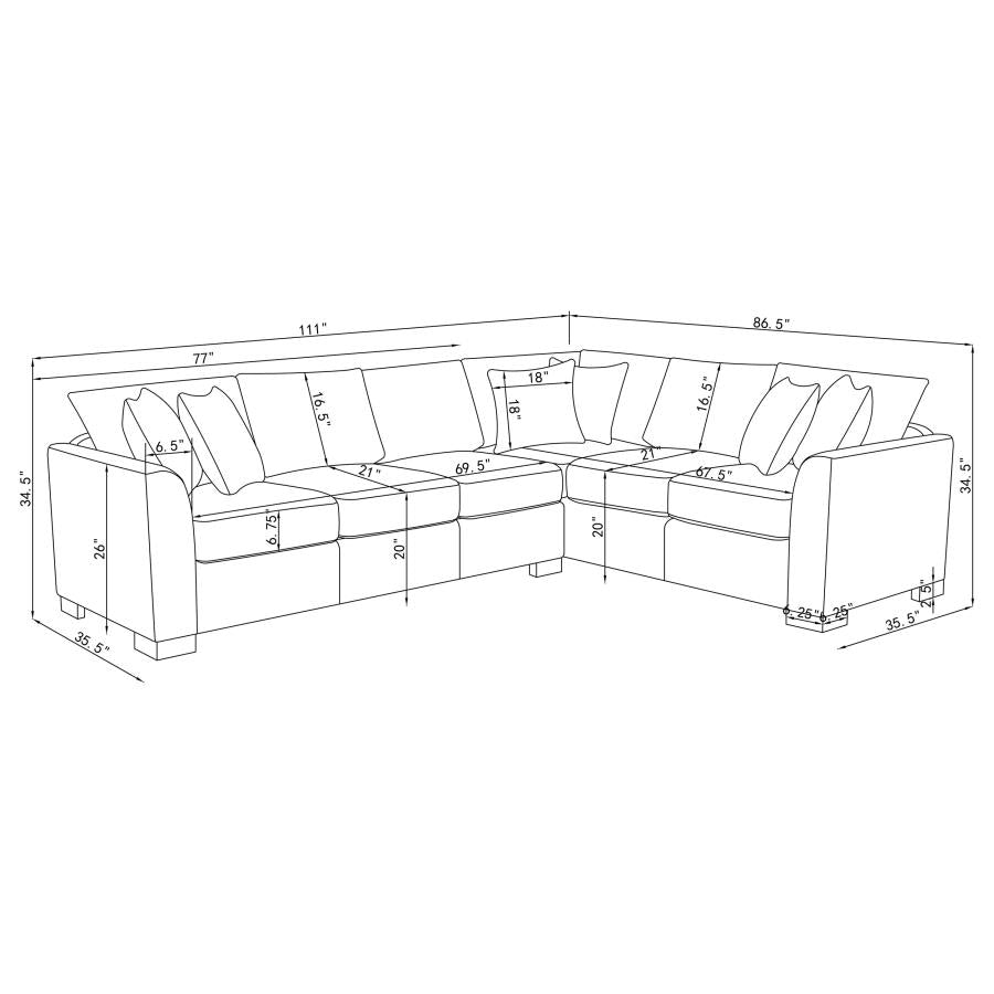 Ashford Chenille Upholstered Sleeper Sectional Sofa Greige - 500818
