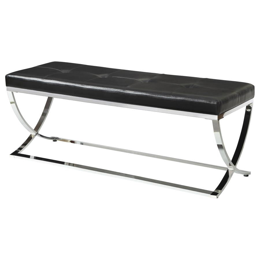 Walton Leatherette Upholstered Tufted Accent Bench Black - 501156