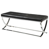 Walton Leatherette Upholstered Tufted Accent Bench Black - 501156