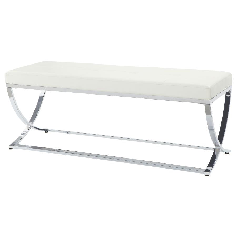 Walton Leatherette Upholstered Tufted Accent Bench White - 501157