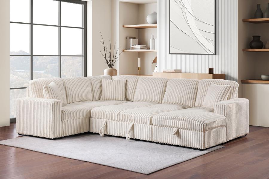Devonshire Sleeper Sectional Sofa Storage Chaise Camel - 501205