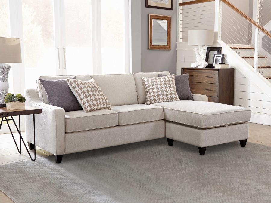 Mcloughlin Upholstered Sloped Arm Sectional Sofa Platinum - 501840