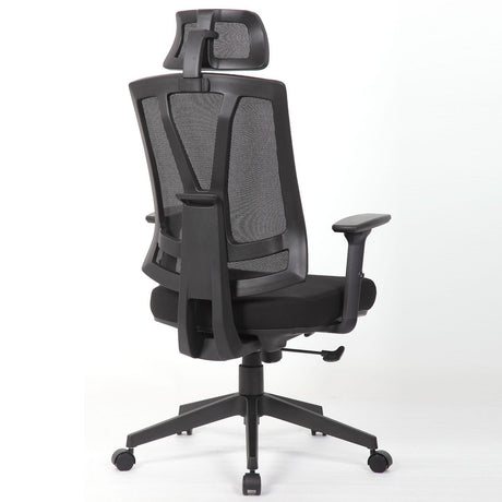 Office Chair With Adjustable Headrest & Back, High Back Swivel - Black