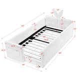 Cute Rabbit Ear Upholstered Platform Bed Frame With Safety Rail