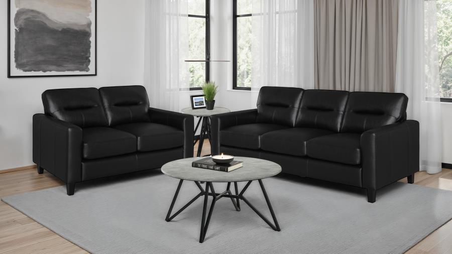 Scotland 2-piece Faux Leather Upholstered Sofa Set Black - 504664-S2