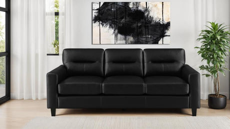 Scotland Faux Leather Upholstered Track Arm Sofa Black - 504664