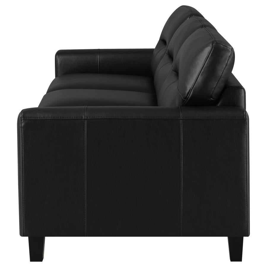 Scotland Faux Leather Upholstered Track Arm Sofa Black - 504664