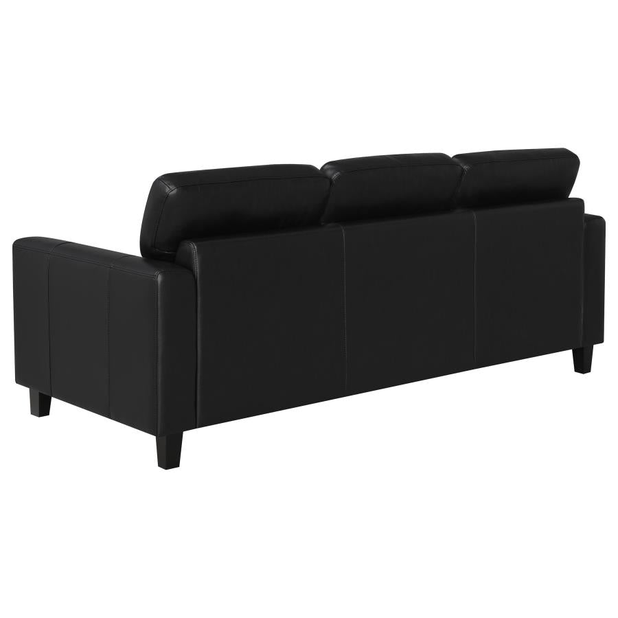 Scotland Faux Leather Upholstered Track Arm Sofa Black - 504664