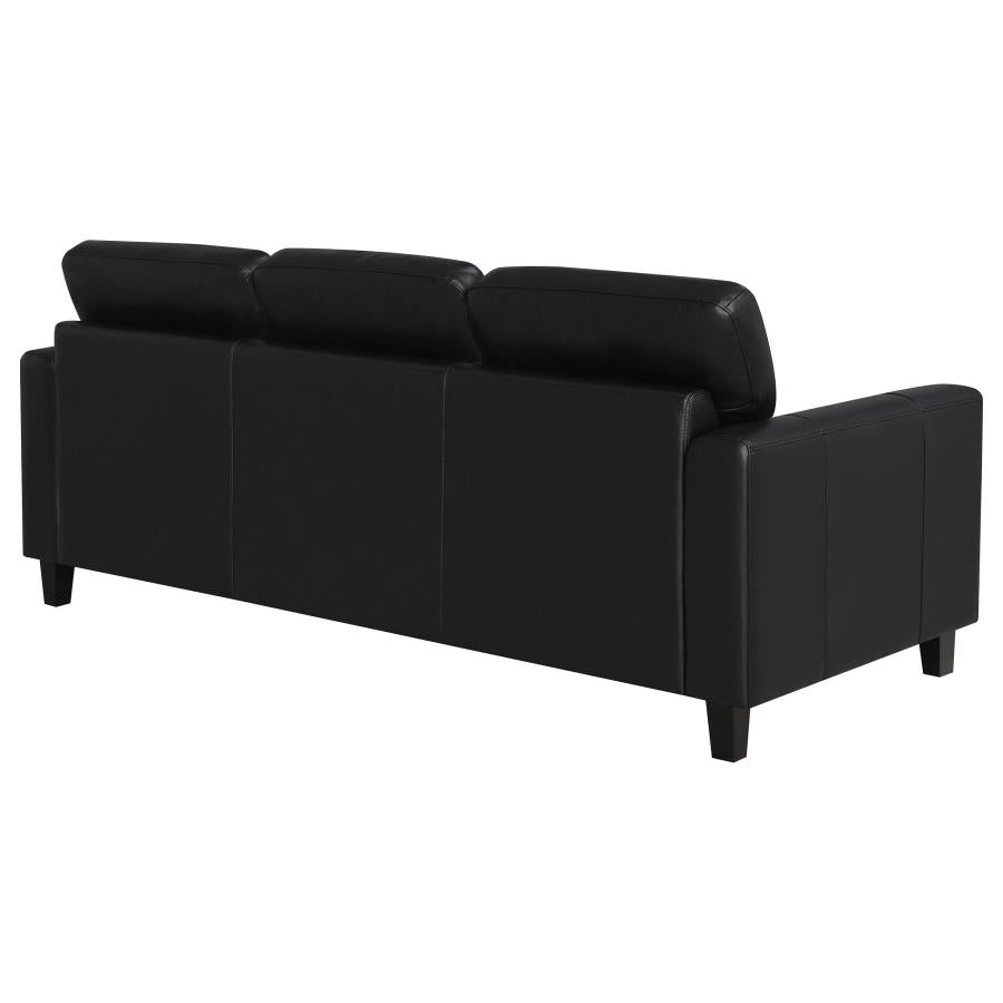 Scotland Faux Leather Upholstered Track Arm Sofa Black - 504664