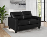 Scotland Faux Leather Upholstered Track Arm Loveseat Black - 504665
