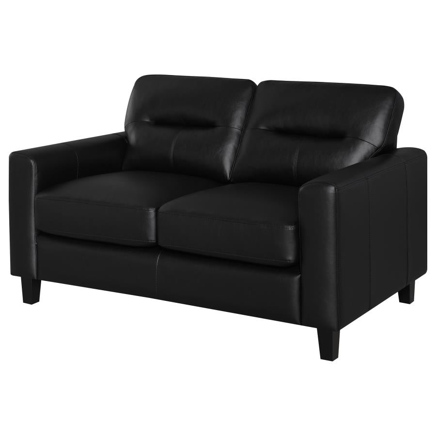 Scotland Faux Leather Upholstered Track Arm Loveseat Black - 504665