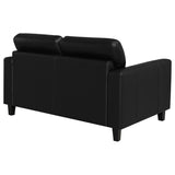 Scotland Faux Leather Upholstered Track Arm Loveseat Black - 504665