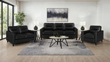 Scotland Faux Leather Upholstered Track Arm Loveseat Black - 504665